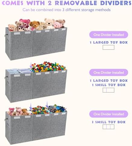 Kids Toy Box Chest with Lid - Extra Large 40 x16 x14'', Grey