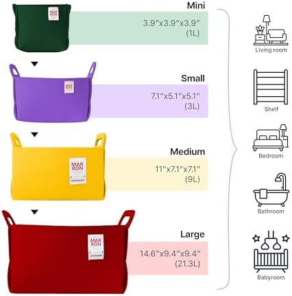Collapsible Felt DEEPGREEN Storage Bin Medium 11"x7.1"x7.1" – Foldable Basket with Handles for Closet, Toy Storage, Laundry Room Organization, Decorative Storage Bins for Shelves, Cube Storage