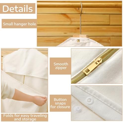 Sotiff Cotton Dress Garment Bags for Gowns Travel,White,70 X 23.6 Inch