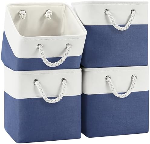 Patvingot 11-Inch Fabric Cube Storage Bins with Handles,4 Pack,Foldable