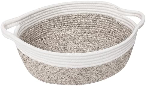 Goodpick Small Woven Rope Gift Basket Empty, 12" x 8" x 5", Mixed Brown