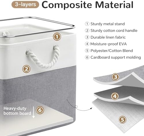 12x12 Inch Foldable Fabric Cube Storage Bins with Handles 4 Pack