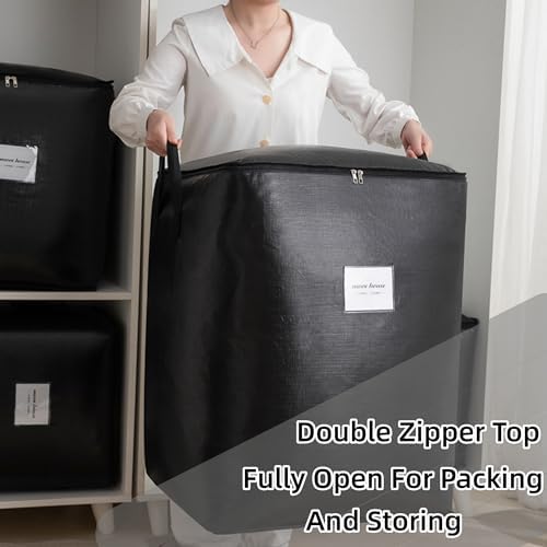 3 Pack 91L Storage Bags for Clothes, Moving Bags Heavy Duty Extra Large with Reinforced Handle, Storage Containers for Organizing Bedding, Blanket, Sheets, Pillows, Toys, Christmas Decorations