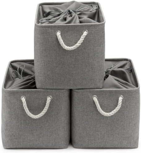 16x12x12 In Foldable Fabric Large Storage Bins with Handle 3 Pack