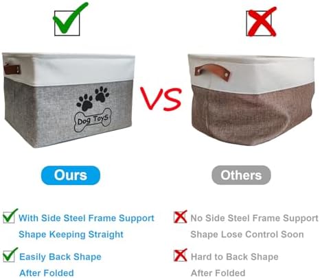 Dog Toy Basket Collapsible Dog Toy Box Foldable Dog Toy Bin for Dog Chew Toys