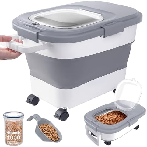 15-23Lbs Airtight Dog Food Storage Container,Collapsible Dog Food Container