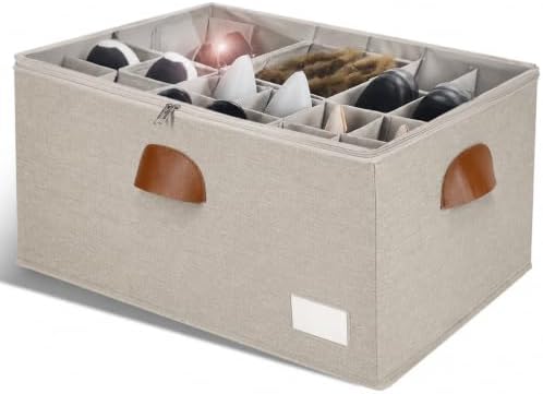 1 Pack Shoe Organizer for Closet Foldable Storage Box with Clear Cove