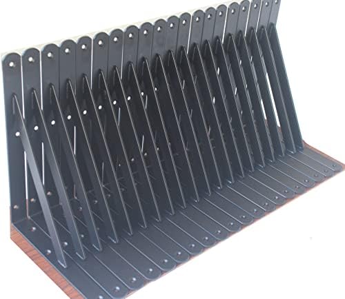 48 Pack L10 x H 8" Black Heavy Duty Shelf Brackets with Screws Metal Shelf Brackets Shelf Support Angle Brackets for Shelves L Brackets Heavy Duty Floating Shelf