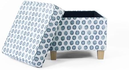 HomePop 18" Classic Square Storage Ottoman - Green Medallion Ikat Print
