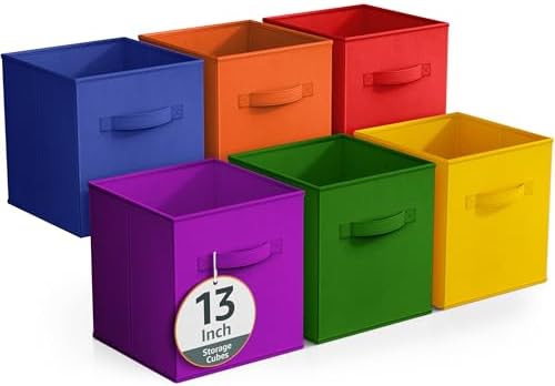 Sorbus 6-Pack Fabric Storage Cubes (13 Inch, Deep Rainbow)