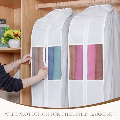 Univivi 60 Inch Cotton Garment Bag for Fur Coat 4 Pack, White