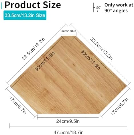 Corner Wall Shelves, Corner Floating Shelves Set of 2 Solid Oak Wood Display Shelf with Wire Hole Small Plant for Kitchen Living Room