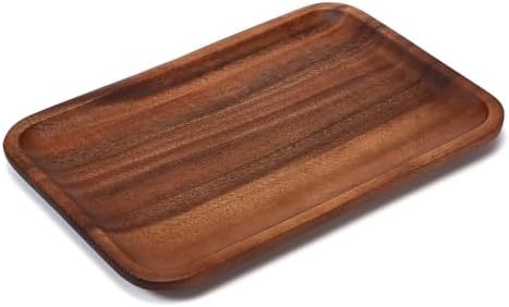 Serving Acacia Wood Valet Tray for Men Women, Catch All Acacia Mens Key Dump Bedside Nightstand Organizer EDC Decorative Wooden Tray for Phone Watch Wallet Keys Jewelry