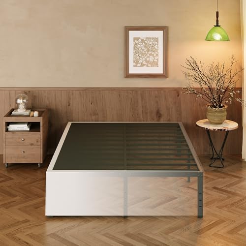 EMODA 18 Inch California King Bed Frames with White Cover