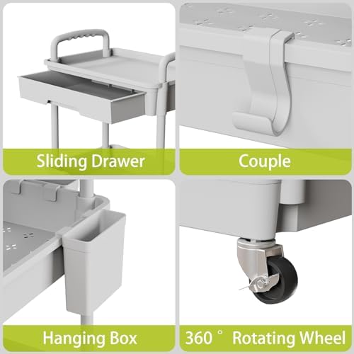 Sorgion 5 Tier Rolling Cart Organizer,Bathroom Cart Organizers with Wheels Laundry Room Organization Mobile Shelving Unit Utility Cart Storage Shelves Multi-Functional for Office, Home(Grey)
