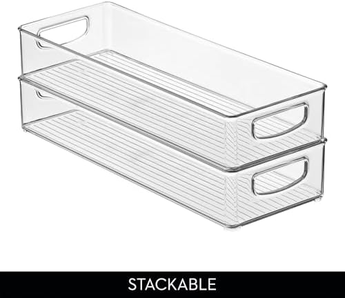 iDesign Slim Extra Long Clear Storage Bin, 4-Pack