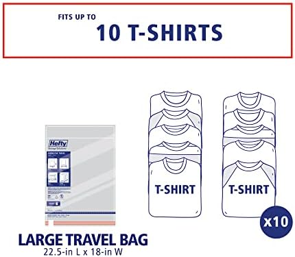 Hefty Shrink-Pak Large Travel Bags - Airtight Storage Bags for Maximum Space Saving, Travel Essentials, Ideal for Packing, Durable, Reliable Compression with Sealed Protection