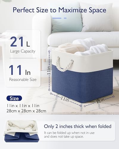 Patvingot 11-Inch Fabric Cube Storage Bins with Handles,4 Pack,Foldable