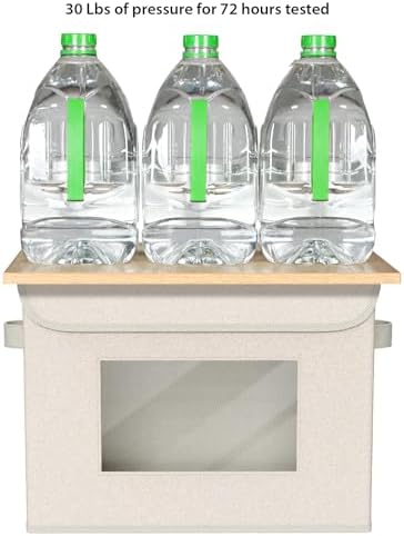 Univivi Collapsible Stackable Storage Bins with Lids, 4 Pack, Beige
