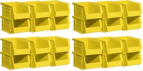 Akro-Mils Storage Bins 30210, Plastic | Stackable | Hanging Design | 5" x 4" x 3" | Yellow | Pack of 24