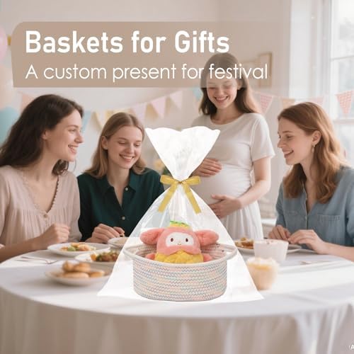 JMvicyroam Small Woven Basket, Empty Gift Basket, Colorful/1 Pack