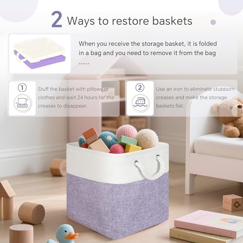 FinishingBo 11 inch Cube Storage Bin with Handles 6 Pack