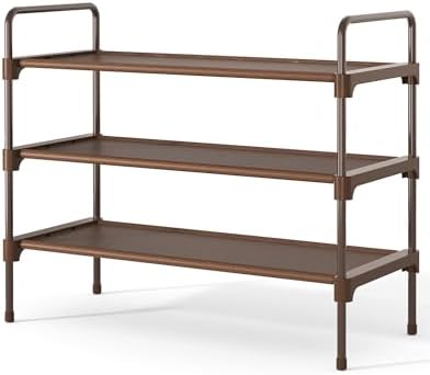 Kitsure Shoe Rack for Closet, Shoe Storage, 27.6" Wide - 3 Tiers, Brown