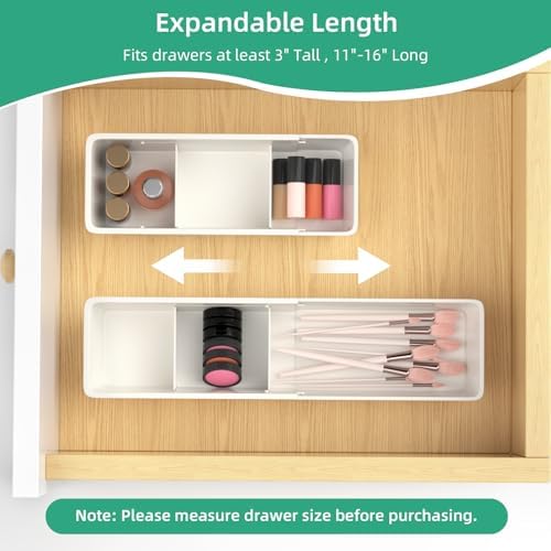 4 Pack Expandable Drawer Organizer, Desk Drawer Organizer Tray