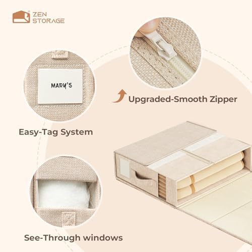 Sheet Organizers and Storage for Linen Closet, 6Pack Beige