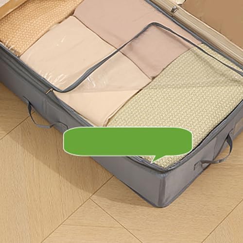 Foldable Underbed Storage Bag Compressible Flat Narrow Design with Transparent Cover for Clothes Blankets Bedding Storage (L Grey)