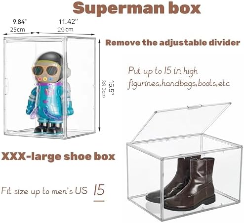 Attelite XXX-Large Acrylic Display Case Boot Shoe Storage Boxes 2 Pack