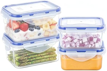 KIGI Small Food Storage Container Set, 4 Pack (0.7 Cup, 2.1 Cup)