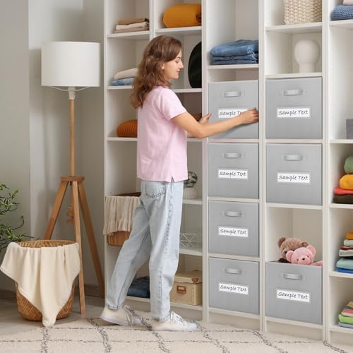 13x13 storage cube bins (Set of 10) Foldable Fabric storage cubes with 10 Labels Window Cards & a Pen,13 inch cube storage bins,Closet Organizers for Shelves,Cubby Organizer Boxes,Light Gray