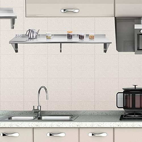 Hally Stainless Steel Wall Mount Shelf 14 x 60 in, NSF Commercial Shelving | 400LB, Metal Wall Shelves, Kitchen Racks & Shelves, Floating Shelving, Heavy Duty, for Restaurant, Kitchen, Home & Hotel