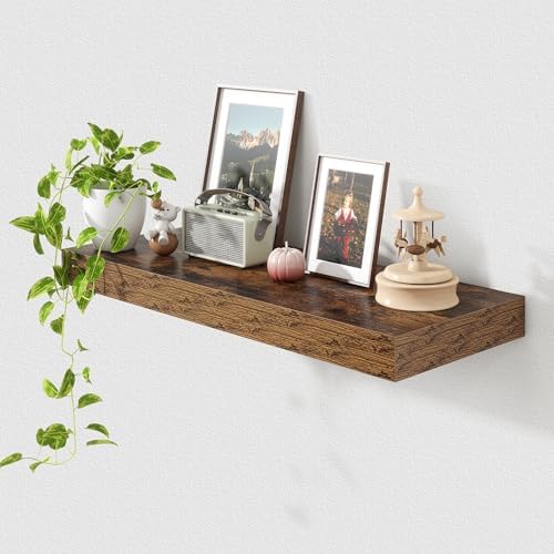 FLYJOE 30 Inch Floating Shelves, 12'' Deep Brown Shelves for Wall Set of 1