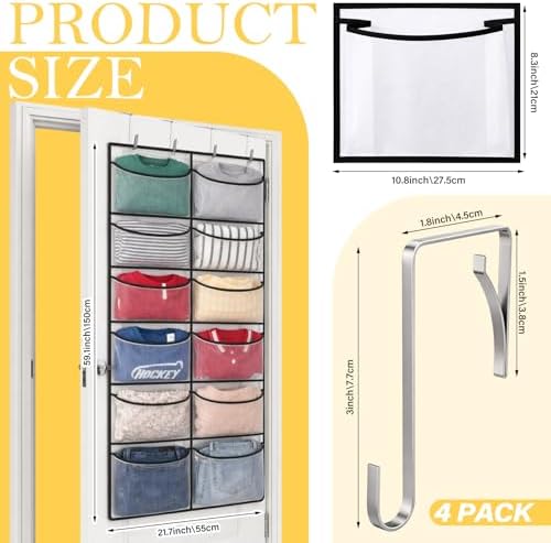 Yookeer Over The Door Hoodie Organizer 12 Large Mesh Sweatshirt Organizer
