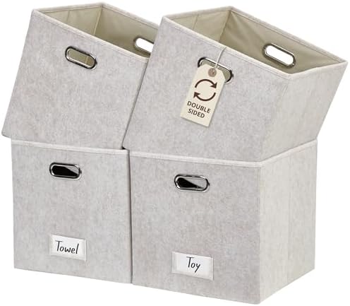 DECOMOMO Felt Storage Bins, 13 inch Cube Storage Bin with Labels