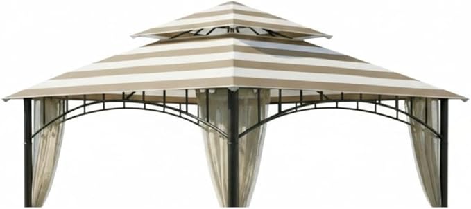 Garden Winds Durable 350 Replacement Canopy Top Compatible with Madaga 10’ x 10’ Gazebo Models L-GZ136PST, L-GZ136PST-7, L-GZ136PST-2 - Cabana Beige