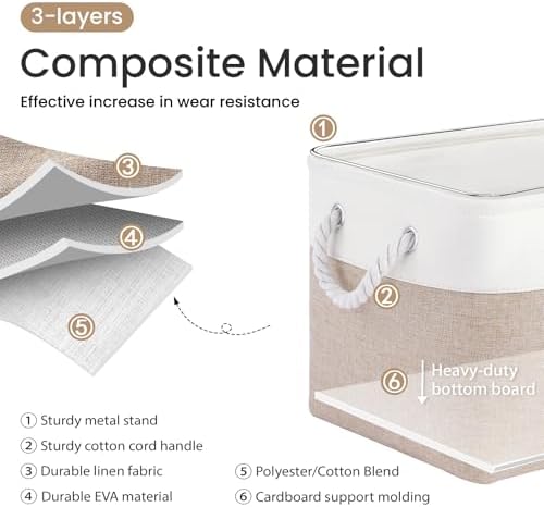 15x11x10 In Foldable Fabric Large Storage Bins with Handle 3 Pack