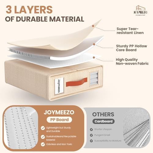 Bed Sheet Organizers, Foldable Linen Closet Storage, 4 Pack, Beige