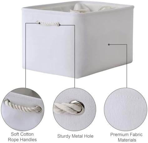 TheWarmHome Organization and Storage Basket for Shelves - Extra Jumbo 3 Pack 20.5x15.8x13.8 inch Cube Storage Bins for Toy Closet Box Home Organizer Gift (White)