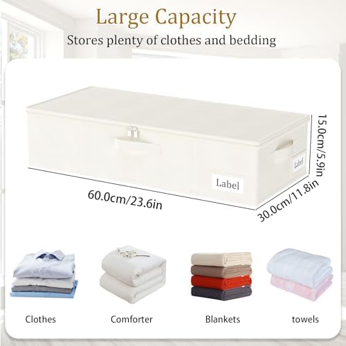 Yawinhe 27L UnderBed Storage Containers,2 Pack Closet Organizers,Beige