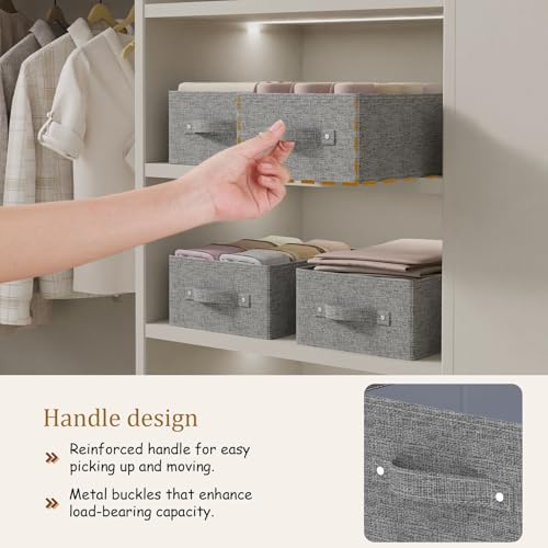 Collapsible Storage Baskets with Handles,Grey,13x9x5.5in,3 Pack
