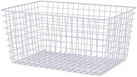 Whitmor 4 Pack Lavender Wire Storage Baskets for Organizing Office, Metal Storage for Pantry, Kitchen Bins & Freezer