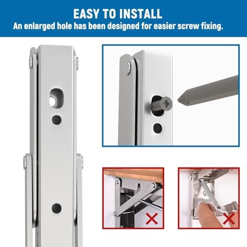 LEOPO 14 Inch Folding Shelf Brackets, 2 Pack Foldable Shelf Supports | Heavy Duty Triangle Wall Mounted Collapsible Brackets for Fold Down Table, Space Saving for Bench Table, Stainless Steel
