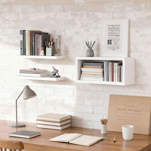 Ypvxe15.7in Floating Shelves Set of 3,Anti-Sag Bracket,Wall Storage Shelves