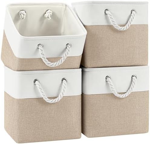 Patvingot 11-Inch Fabric Cube Storage Bins with Handles,4 Pack,Foldable