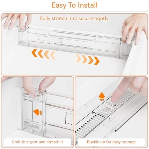 Yieach 4 Pack 3.2 Inch Shallow Acrylic Drawer Dividers for Clothes,Expandable Deep Dresser Dividers From 15 to 21'',Adjustable Drawer Separators for Dresser,Nursery and Baby Clothing,Sock,Underwear
