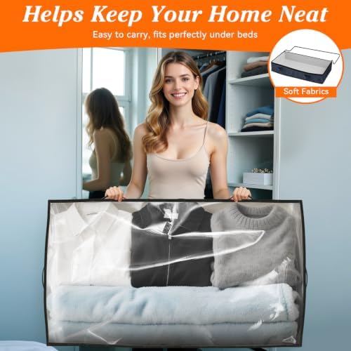 90L Under Bed Storage Containers, Storage Bags, Organizers, 6-Pack, Blue