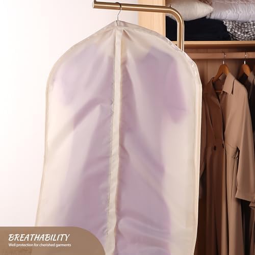 Univivi Garment Bag for Hanging Clothes and Travel, Beige, 43 Inch, 1 Pack